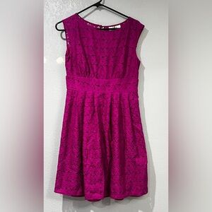 SD Collection Fuchsia Sleeveless Floral Lace Dress, Fully Lined, Size 8,